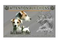 Pets-Easy.com Attention Chien personnalisée Jack Russel - pré percée et vis comprises. De 30 cm à 15 cm…