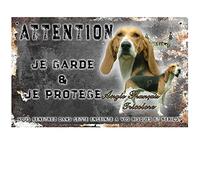 Pets-Easy.com Pancarte Attention au Chien personnalisée Anglo français de Petite vennerie - pré perforée et vis livrées. De 30 cm à 15 cm…