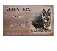 Pets-Easy.com Panneau Attention au Chien personnalisée Berger Allemand Noir et feu - pré perforée et vis données. De 30 cm à 15 cm…