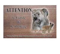 Pets-Easy.com Panneau Attention au Chien personnalisée Berger des pyrénées Fauve - pré perforée et vis données. De 30 cm à 15 cm…