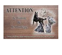 Pets-Easy.com Panneau Attention au Chien personnalisée Berger hollandais Poil Court - pré percée et vis livrées. De 30 cm à 15 cm…