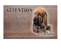 Pets-Easy.com Panneau Attention au Chien personnalisée Chien de Saint Hubert - pré percée et vis données. De 30 cm à 15 cm…