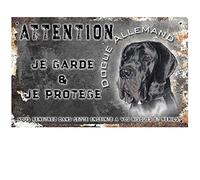 Pets-Easy.com Panneau Chien personnalisée Dogue Allemand Noir - pré percée et vis données. De 30 à 15 cm