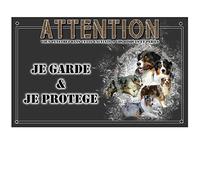 Pets-Easy.com Plaque Attention au Chien Berger Australien Troupeau - pré percée et vis livrées. De 30 cm à 15 cm…