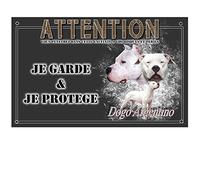 Pets-Easy.com Plaque Attention au Chien Dogo Argentin - pré perforée et vis livrées. De 30 cm à 15 cm…