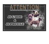 Pets-Easy.com Plaque Attention au Chien Fila de São Miguel - pré perforée et vis livrées. De 30 cm à 15 cm…