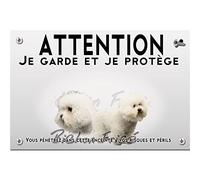 Pets-easy Panneau Attention au chien bichon frisé
