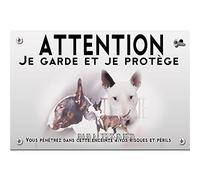 Pets-easy Panneau Attention au chien bull terrier bringé