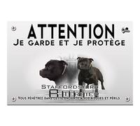 Pets-easy Panneau Attention au chien staffie noir