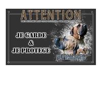 Pets-easy Plaque Attention au Chien fila Brasileiro - pré percée et vis comprises. De 30 cm à 15 cm…
