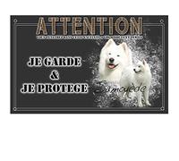 Pets-easy Plaque Attention au Chien samoyède - pré percée et vis comprises. De 30 cm à 15 cm…