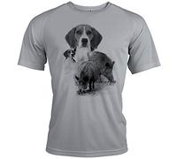 Pets-easy t-Shirt Sport Chasse Motif Sanglier et beaggle [avec Texte Personnalisable]