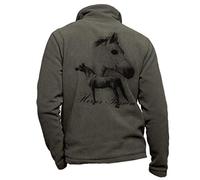 Pets-easy Veste cavalier polaire kaki personnalisé avec un cheval blanc - vêtement cavalier taille M