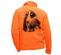 Pets-easy Veste Polaire Orange personnalisé avec Un Sanglier, Chien Grand Gascon Saintongeois - vêtement de Chasse Taille S