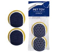 Pets First Lot de 2 balles de tennis pour chiens et chats - Jouez au tennis avec votre animal de compagnie avec cette balle pour chien, 2 balles de tennis bleu/doré