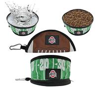 Pets First NCAA Ohio State Buckeyes Gamelle de voyage pliable pour chien et chat Gamelle de voyage légère et étanche pour les voyages avec terrain de football et motif galets