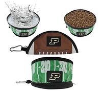 Pets First NCAA Purdue Boilermakers Gamelle de voyage pliable pour chien et chat Gamelle légère anti-fuite pour voyage avec terrain de football et motif galets