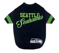 Pets First NFL Seattle Seahawks T-shirt pour chiens et chats, taille S, maillot de football pour équipe de la NFL, design à rayures tendance, durable et mignon (SEA-4146-SM)