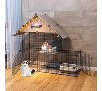 Pet's Home, Parc pour Chat Parc à 2 Niveaux Cage pour Chat Intérieure Cage pour Chaton Cage Furet pour Chiens pour Petits Chiens(Noir, 1 cm L x 1 cm L x 1 cm H)