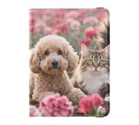 Pets in Pink Flower Field Portefeuille de voyage en cuir pour passeport grande capacité pour homme