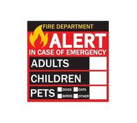 Pets Inside Fire Rescue Stickers, Alarm Cling Sticker, Pet Alert House Stickers, High Visibility Safety Decals for Firefighter Department Openings Doors Cars RVs Crates Inside Residence