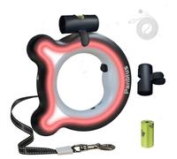 Pets Laisse rétractable pour chien de 3 m avec LED jusqu'à 30 kg, poignée antidérapante et laisse de promenade sans enchevêtrement à 360° avec sac à déjections canines intégré pour races de petite