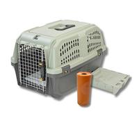 Pet's Market Transport Skudo Cat Travel avec litière intégrée rigide en plastique avec 2 rouleaux de sacs hygiéniques pour chat avec toilette pour voyage, couleur gris 60 x 40 x 39 cm
