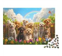 Pets Mignons scène de Jardin Puzzle 1000 Pièces Adulte Classique Qualité Supérieure Jeu Éducatif Défi Cadeau Original Papier Jeu De Famille Intéressant 52x38cm/1000pcs