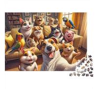 Pets Mignons Selfie Groupe Puzzle 1000 Pièces Adulte Classique Qualité Supérieure Jeu Éducatif Défi Cadeau Original Papier Jeu De Famille Intéressant 52x38cm/1000pcs