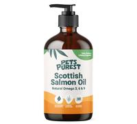 Pets Purest Huile de Saumon pour Chien et Chat 1 Litre, Riche en Omega 3 6 9 et Vitamine E. 100% Naturel Saumon Huile Omega 3 supplément pour Chiens, Chats, Chevaux, Furet & Animaux de Compagnie