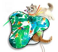 Pet's Var Jouet interactif rechargeable pour chat avec papillon rotatif, mouvement de queue en peluche et action flottante (bleu)