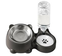 Pets Water Food Bowl Set, Double Bowls Dispenser, 2 in 1 Cat Tilted Water Food Bowl Set, Double Bowls Set, Silicone Mat Tray, Easy to Use, Portable for Dogs, Cats, Medium Pets