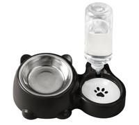 Pets Water Food Bowl Set, Double Bowls Dispenser, 2 in 1 Cat Tilted Water Food Bowl Set, Double Bowls Set, Silicone Mat Tray, Easy to Use, Portable for Dogs, Cats, Medium Pets
