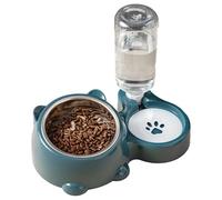 Pets Water Food Bowl Set, Double Bowls Dispenser, 2 in 1 Cat Tilted Water Food Bowl Set, Double Bowls Set, Silicone Mat Tray, Easy to Use, Portable for Dogs, Cats, Medium Pets