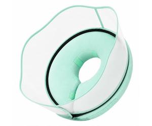Pets4Luv Collerette Gonflable pour Chien, Anti-léchage, Vert Menthe-M | Anneau doux, protection transparente à bord ondulé et fermeture réglable pour accompagner la récupération après une opération
