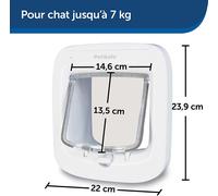 PetSafe Chatière à Puce électronique, accès sélectif pour Votre Chat, empêche Les étrangers d'entrer, Installation Facile, Chats jusqu'à 7 kg, Blanc