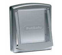PetSafe - Chatière pour Chat et Chien Originale Staywell, 2 Voies d’accès (entrée et Sortie) - Porte pour Animaux intérieur et extérieur, Rigide, Panneau de Fermeture Inclus - Argenté (S)