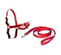 PetSafe Harnais Easy Walk avec Boucle Anti-Traction et Laisse de 1,8 m, Promenade Confortable pour Vous et Lui - 4 Points de Réglage - Résistant, Facile à Mettre et enlever - Rouge, Taille XL