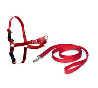 PetSafe Harnais Easy Walk avec Boucle Anti-Traction et Laisse de 1,8 m, Promenade Confortable pour Vous et Lui - 4 Points de Réglage - Résistant, Facile à Mettre et enlever - Rouge, Taille XL