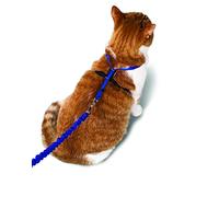 PetSafe Harnais pour Chats Easy Walk avec Laisse élastique - Promenade en Toute sécurité - Taille réglable - Grand (L), Bleu Roi
