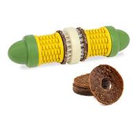 PetSafe Jouet à mâcher avec Anneau de friandise, Maïs - Caoutchouc sans BPA - Parfum Beurre - Puzzle interactif Contre l'ennui ou l'anxiété - pour Chiens Moyens et Grands