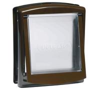 PetSafe - Chatière pour Chat et Chien Originale Staywell, 2 Voies d’accès (entrée et Sortie) - Porte pour Animaux intérieur et extérieur, Rigide, Panneau de Fermeture Inclus - Marron, M