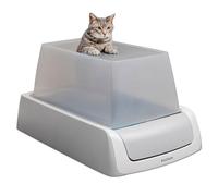PetSafe ScoopFree Bac à litière automatique pour chat avec couvercle - Entrée supérieure - Violet ou taupe - 2ème génération - Avec bac jetable avec litière en cristal bleu de qualité supérieure et capote