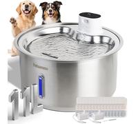 Petsamuse Fontaine à eau sans fil pour chiens de grande taille, 11 L, 5 000 mAh, en acier inoxydable, avec 2 pompes silencieuses, fontaine à eau sans fil pour animaux de compagnie avec 15 filtres
