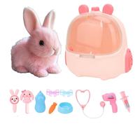 Petsboro Lapin Interactif - Peluche Réaliste 18 cm avec Sons, Marche, Saut | Jouet Électronique comme Little Live Pets | Cadeau pour Tout-Petits (Lapin Seul - Rose Fleur)