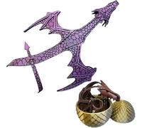PETSBURG Leather Hand Dragon Bracelet, Leather Dragon Bracelet, Cosplay DragonBracelet, AdjustableDragon Hand Cuff Arm Band Jewelry Cosplay LeatherBracelet with 3D Printed DragonEggs (Purple-Left)