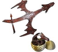 PETSBURG Leather Hand Dragon Bracelet, Leather Dragon Bracelet, Cosplay DragonBracelet, AdjustableDragon Hand Cuff Arm Band Jewelry Cosplay LeatherBracelet with 3D Printed DragonEggs (Brown-Left)