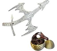 PETSBURG Leather Hand Dragon Bracelet, Leather Dragon Bracelet, Cosplay DragonBracelet, AdjustableDragon Hand Cuff Arm Band Jewelry Cosplay LeatherBracelet with 3D Printed DragonEggs (White-Left)