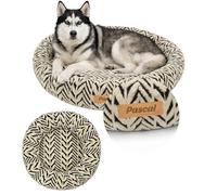 Petsen Panier Chien Personnalisé avec Nom, Panier Anti Stress Rond pour Petit et Grand Chien, Coussin Chien Lavable avec Base Antidérapante (Noir, XXL)