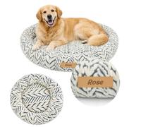 Petsen Panier Chien Personnalisé avec Nom, Panier Anti Stress Rond pour Petit et Grand Chien, Coussin Chien Lavable avec Base Antidérapante (Gris, XXL)